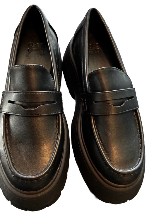 ASOS ALDO Cadaycia Chunky Platform Loafers Black Lug Sole Preppy Size 6 - Picture 3 of 7